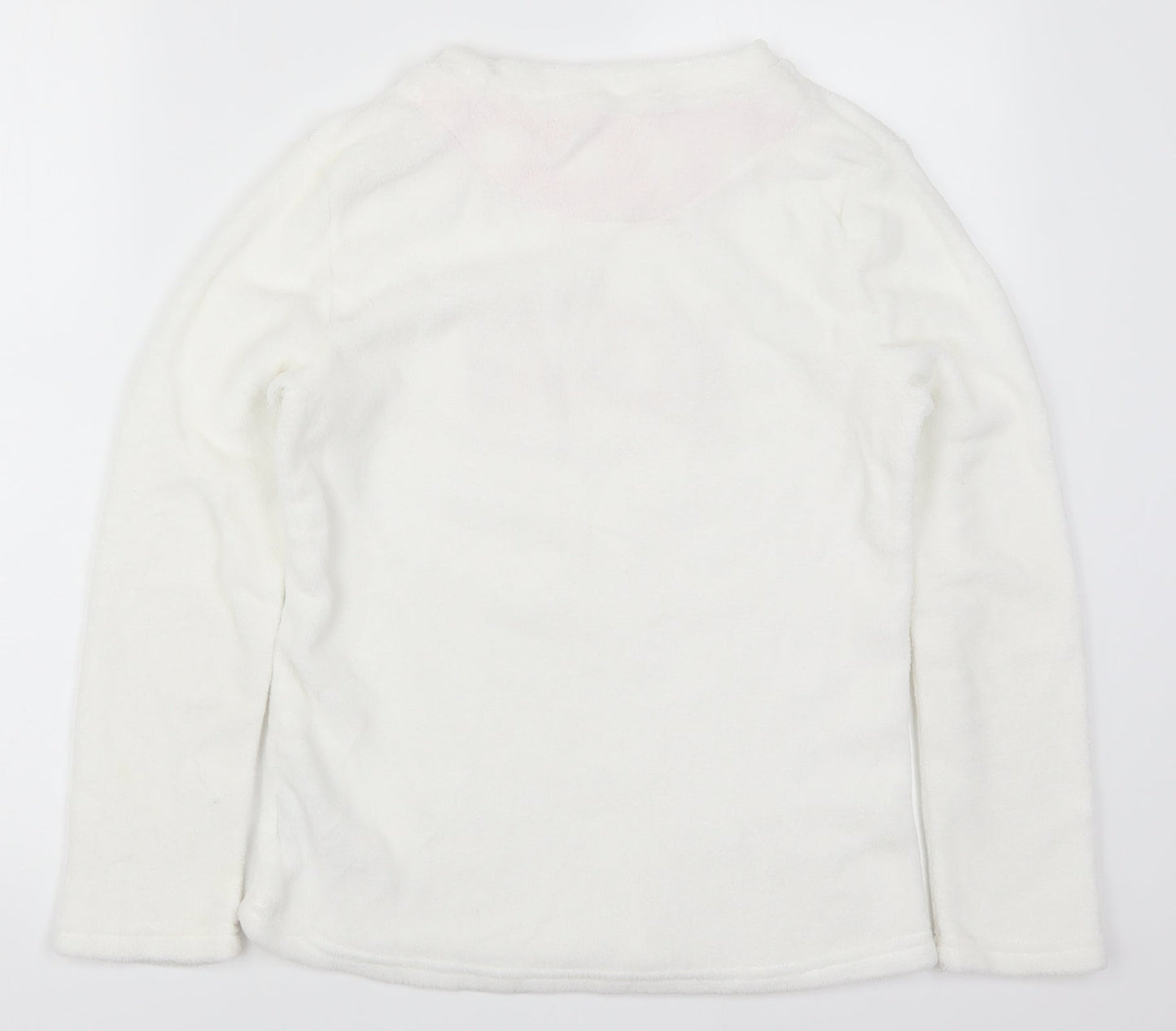 Preworn Womens White Solid  Top Pyjama Top Size 8  - Love