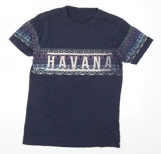 Cedar Wood State Mens Blue Geometric   T-Shirt Size S  - Havana
