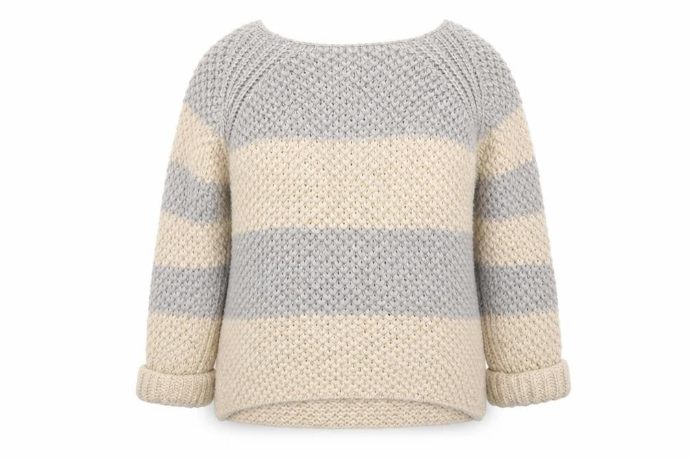 River Island Womens Grey Striped Knit Pullover Jumper Size 10