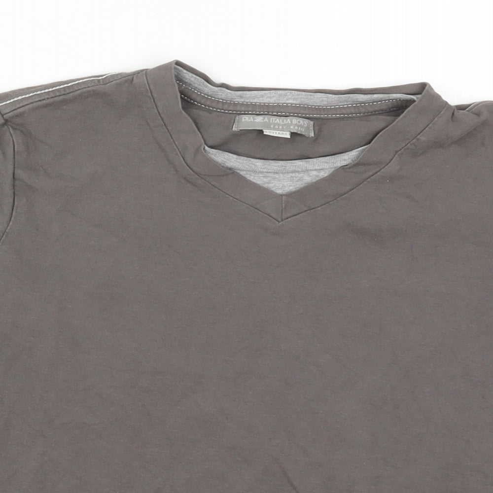 Pia Italia Boys Brown   Basic T-Shirt Size 8-9 Years