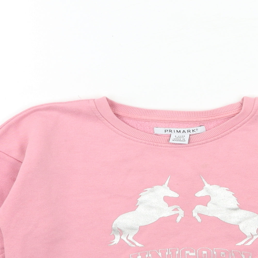 Primark Girls Pink   Pullover Sweatshirt Size 8 Years  - Unicorn