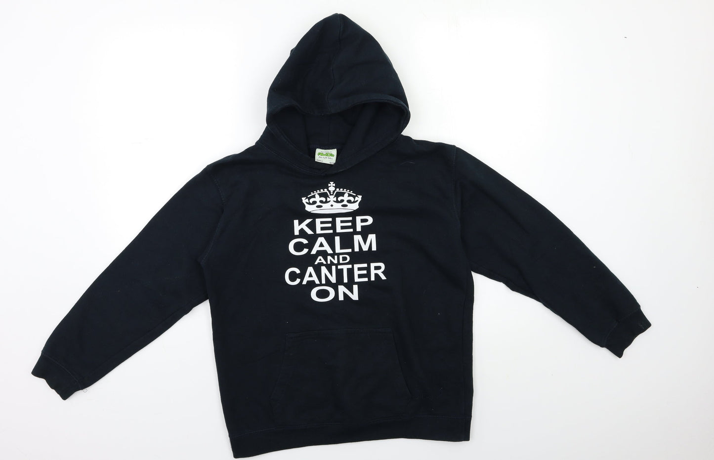 Awdis Girls Black   Pullover Hoodie Size 12 Years  - CANTER ON