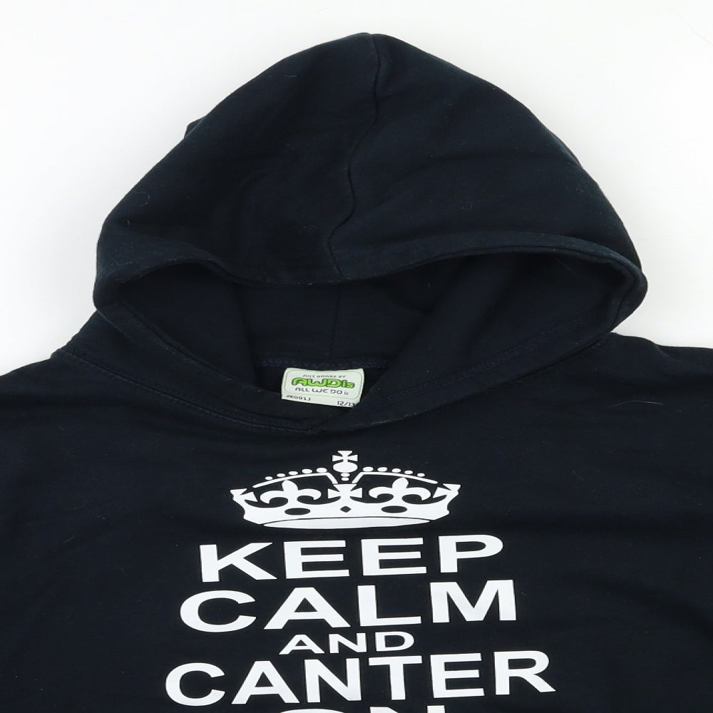 Awdis Girls Black   Pullover Hoodie Size 12 Years  - CANTER ON