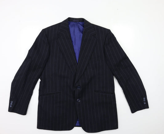 Preworn Mens Blue Striped  Jacket Suit Jacket Size 42