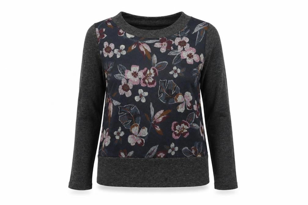 Preworn Womens Grey Floral Knit Pullover Jumper Size 6