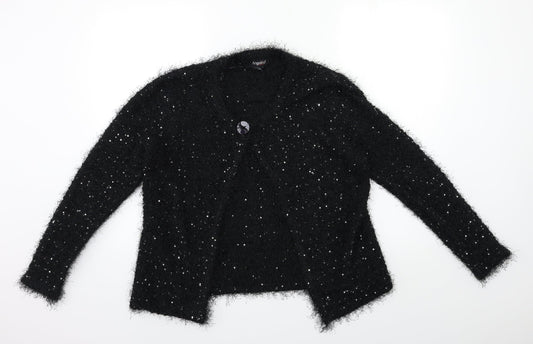 Angelina Womens Black  Knit Cardigan Jumper Size M