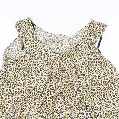 Preloved Preworn Womens Brown Animal Print  Basic Blouse Size 12 - Detail