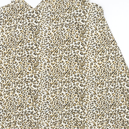 Preloved Preworn Womens Brown Animal Print  Basic Blouse Size 12 - Label