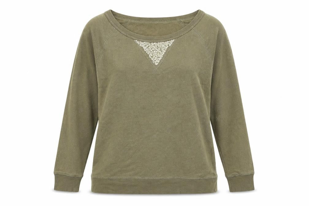 Chaus Womens Green  Jersey Pullover Sweatshirt Size S