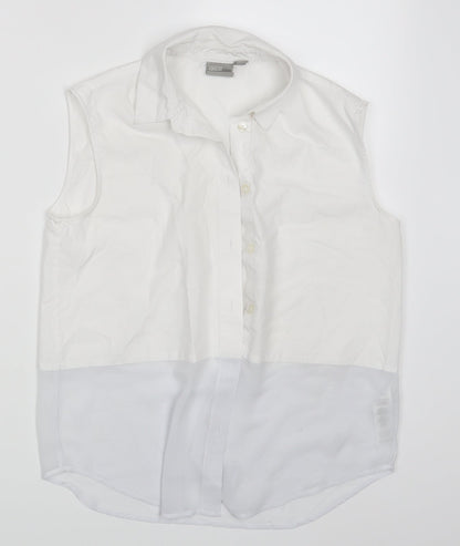 Additional front view of ASOS women’s white basic button-up, size UK 8