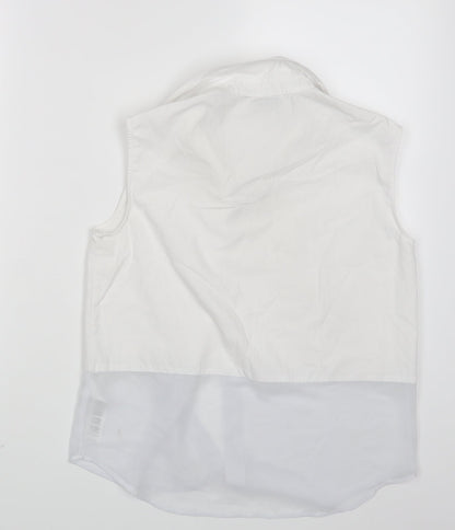 Back view of ASOS women’s white basic button-up, size UK 8