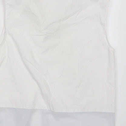 Brand and care label for ASOS women’s white basic button-up, size UK 8