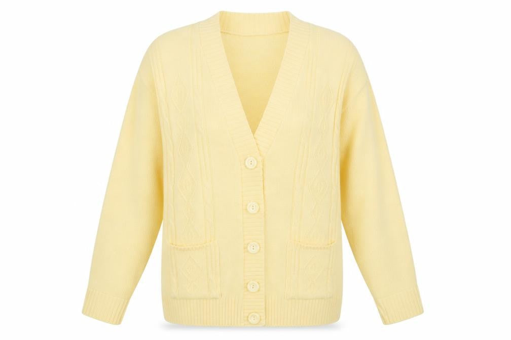 Preworn Womens Yellow Argyle/Diamond Knit Cape Jumper One Size