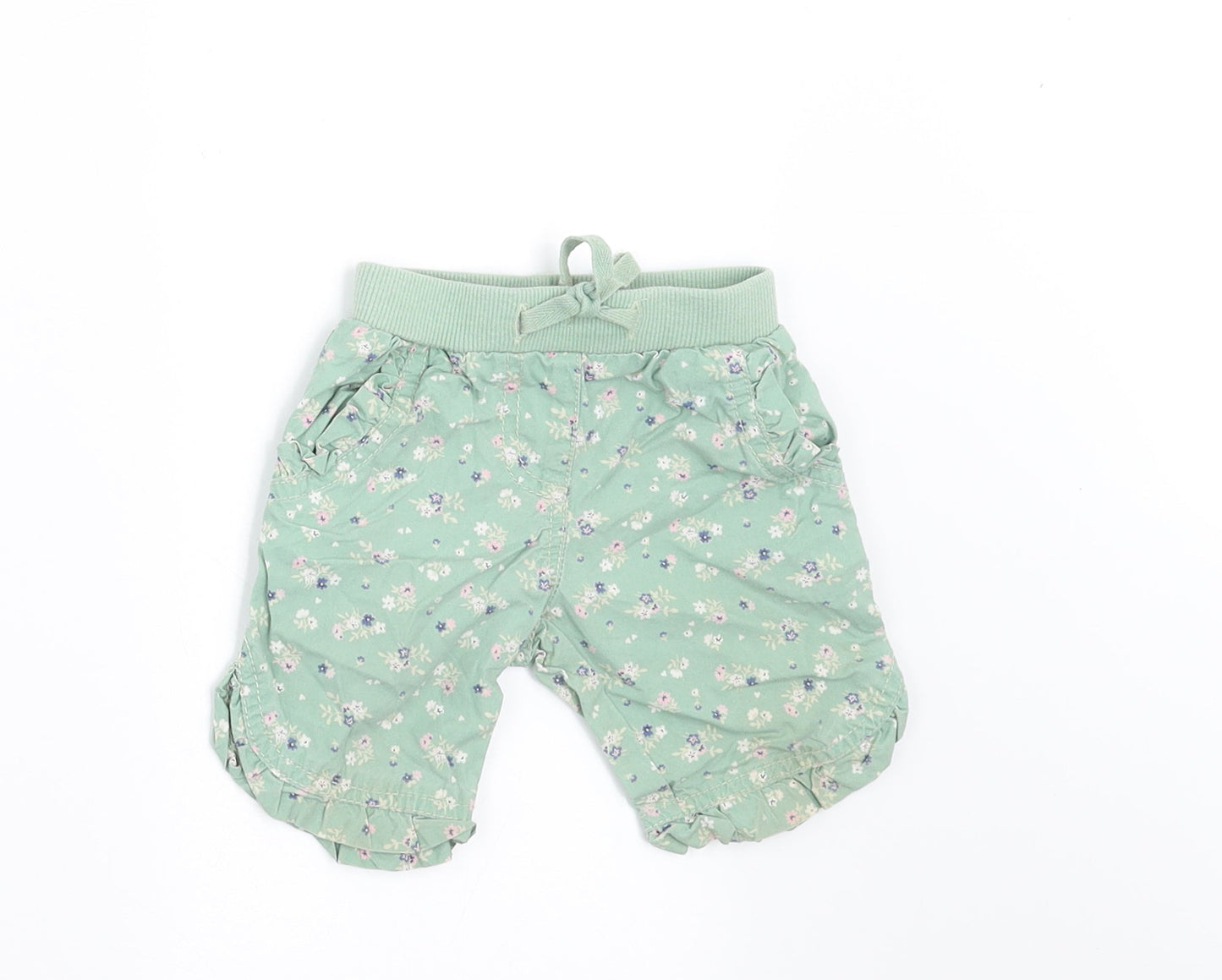 NEXT Girls Green Floral  Cropped Trousers Size 3-6 Months