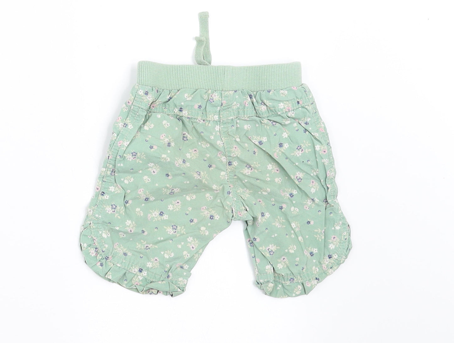 NEXT Girls Green Floral  Cropped Trousers Size 3-6 Months