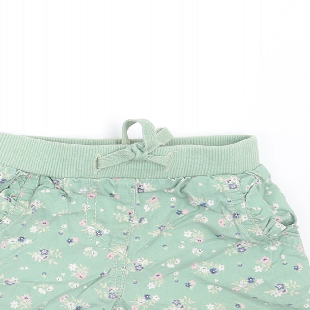 NEXT Girls Green Floral  Cropped Trousers Size 3-6 Months