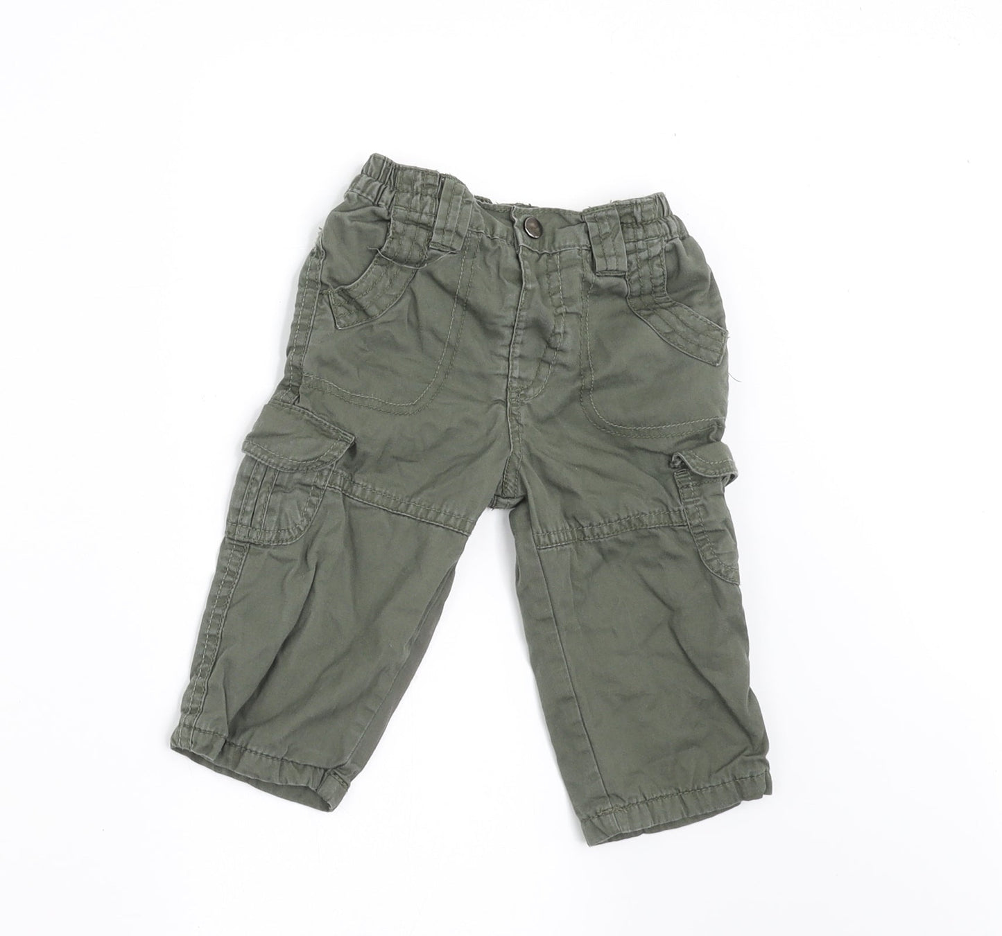 George Boys Green   Cargo Trousers Size 3-6 Months  - SIDE POCKETS