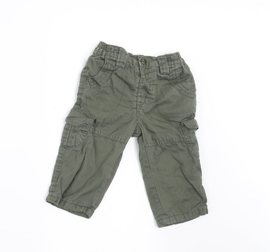 George Boys Green   Cargo Trousers Size 3-6 Months  - SIDE POCKETS
