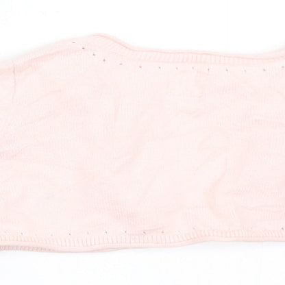 Brand and care label for Gap girls’ pink cardigan jumper, size 6-9, months