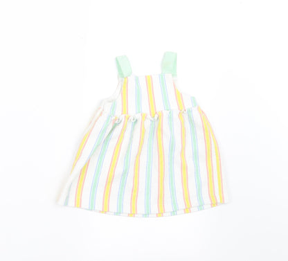 Back view of Zara girls’ white striped a-line, size 3-6, months