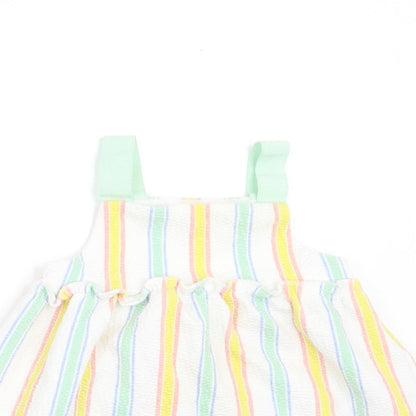 Close-up detail of Zara girls’ white striped a-line, size 3-6, months