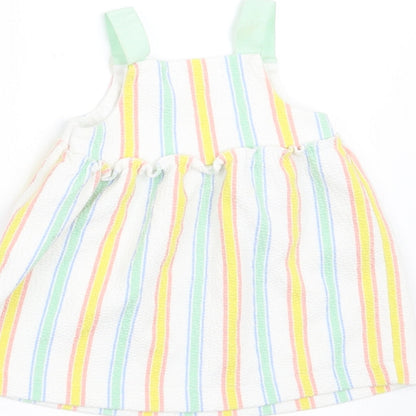 Brand and care label for Zara girls’ white striped a-line, size 3-6, months
