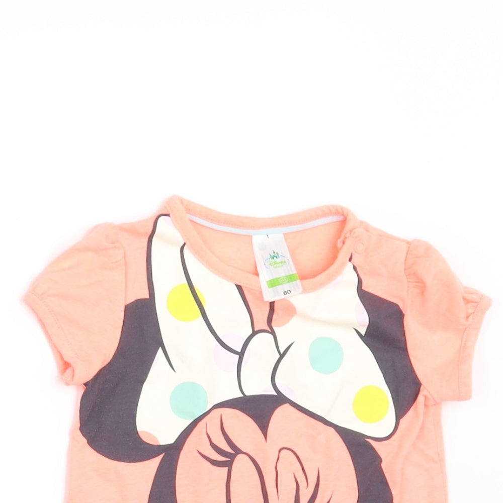 C&A Girls Orange   Basic T-Shirt Size 12 Months  - MINNIE MOUSE