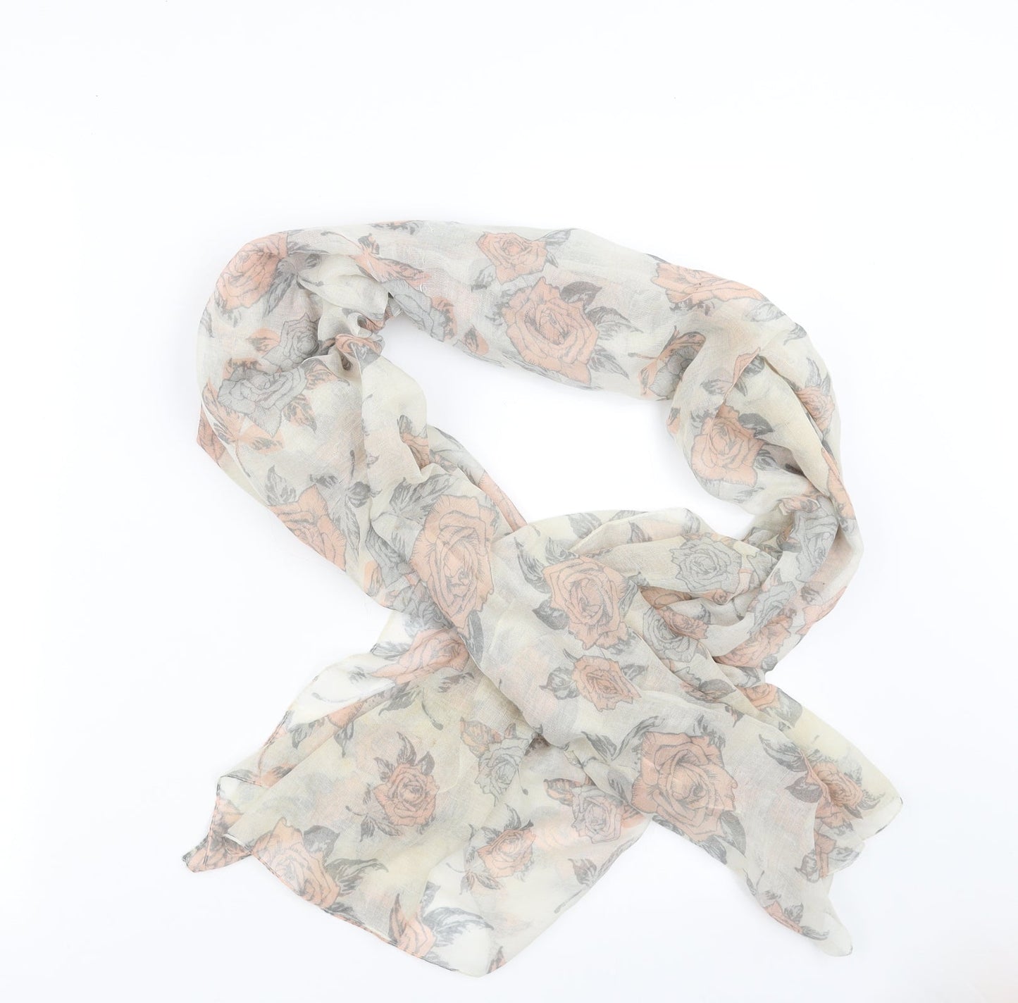 Preworn Womens Beige Floral   Scarf