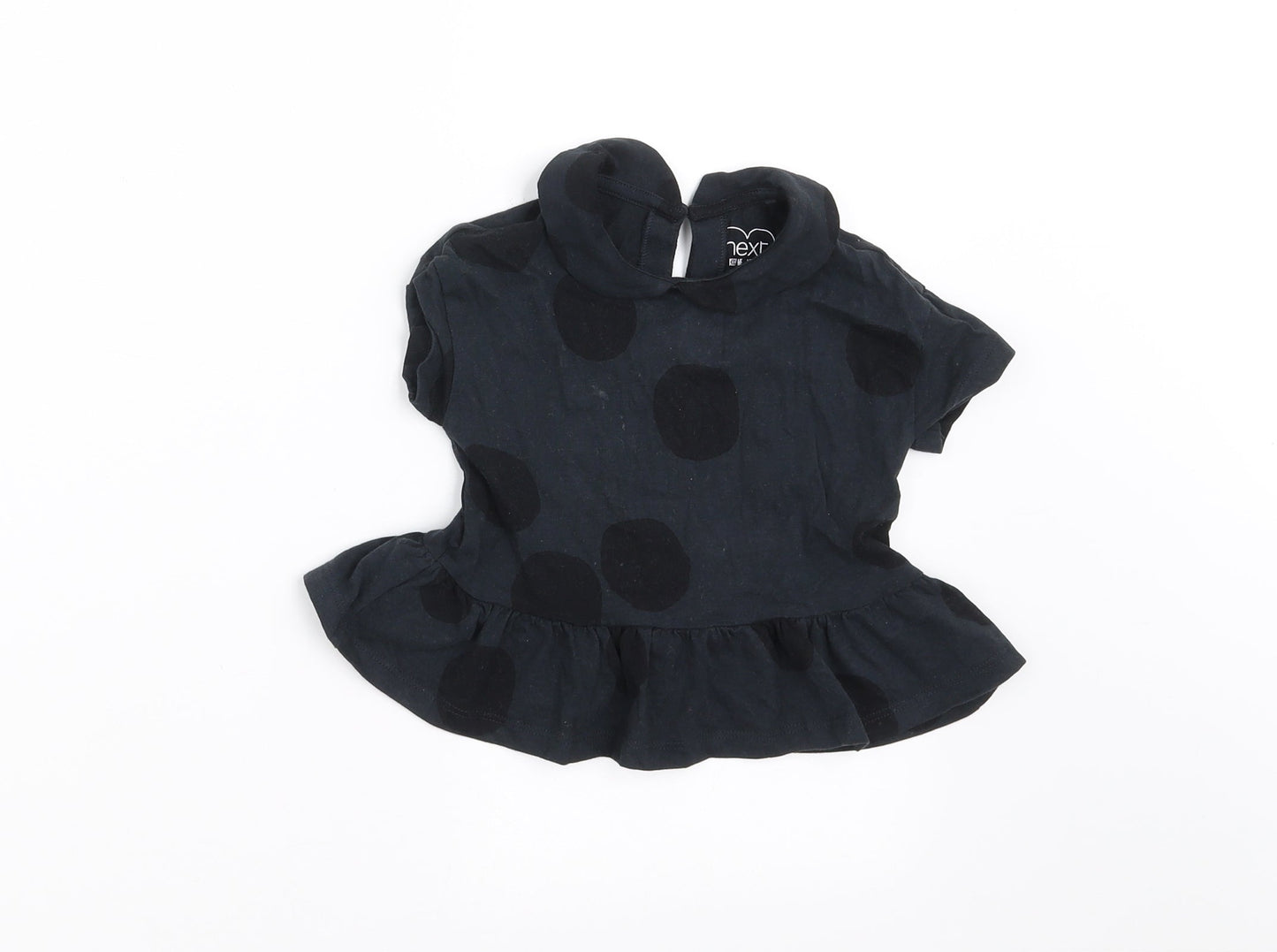 NEXT Girls Black Polka Dot  Basic T-Shirt Size 9-12 Months