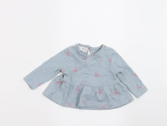 Zara Girls Blue Floral  A-Line  Size 0-3 Months