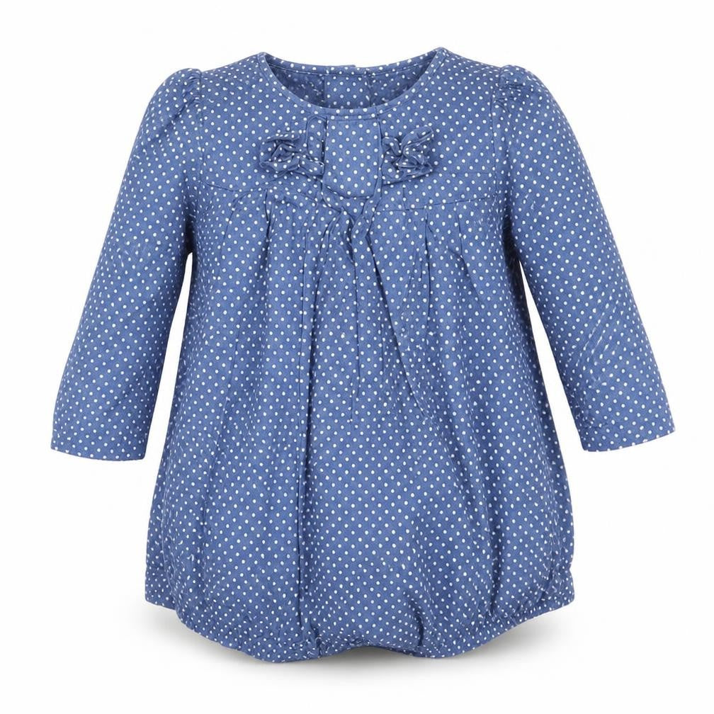 Mini Club Girls Blue Spotted  A-Line  Size 3-6 Months  - dress bodysuit