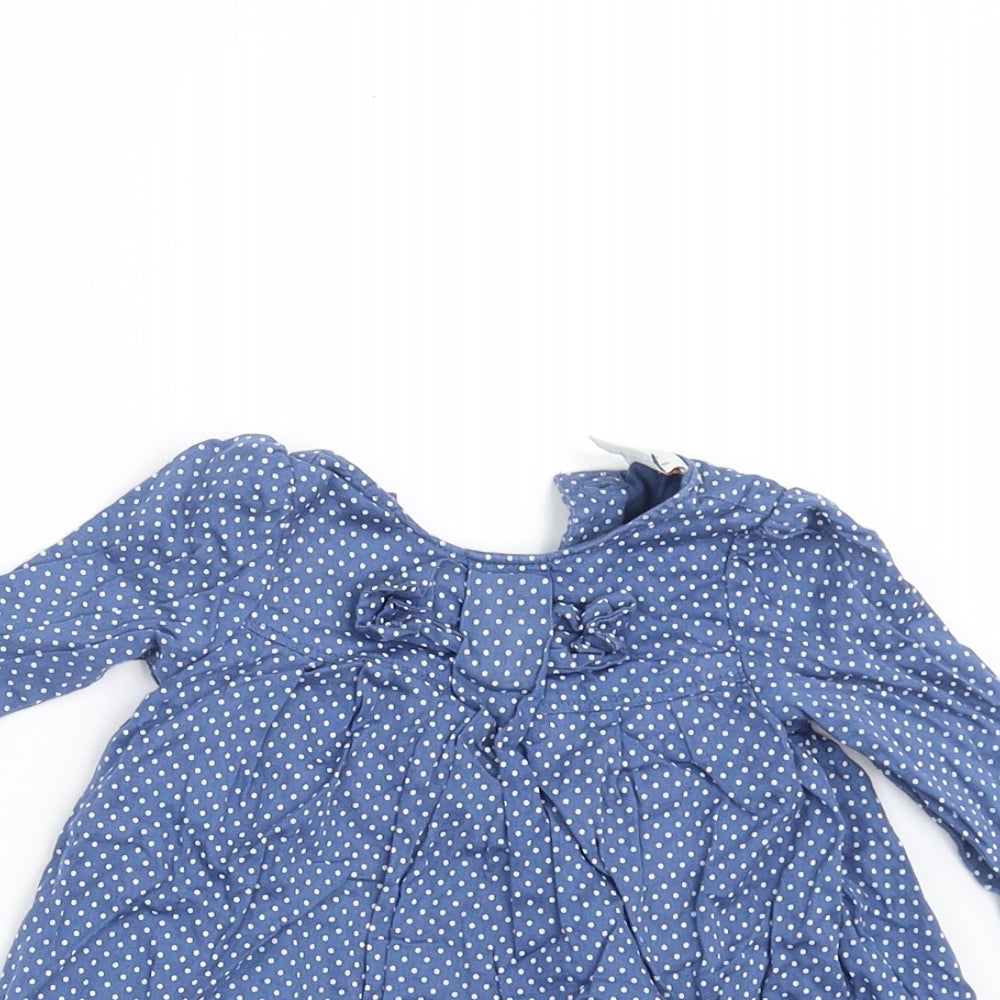 Mini Club Girls Blue Spotted  A-Line  Size 3-6 Months  - dress bodysuit