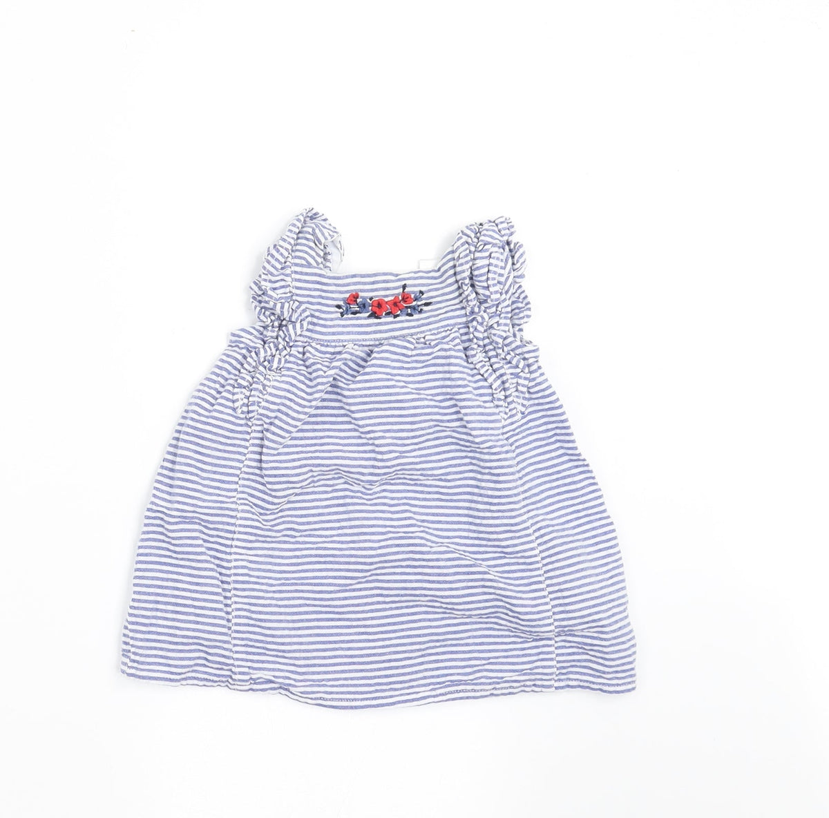 Additional front view of F&F girls’ blue striped a-line, size 3-6, months