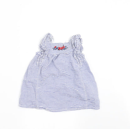 Additional front view of F&F girls’ blue striped a-line, size 3-6, months