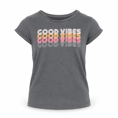 Front view of Gap girls’ grey basic t-shirt, size S