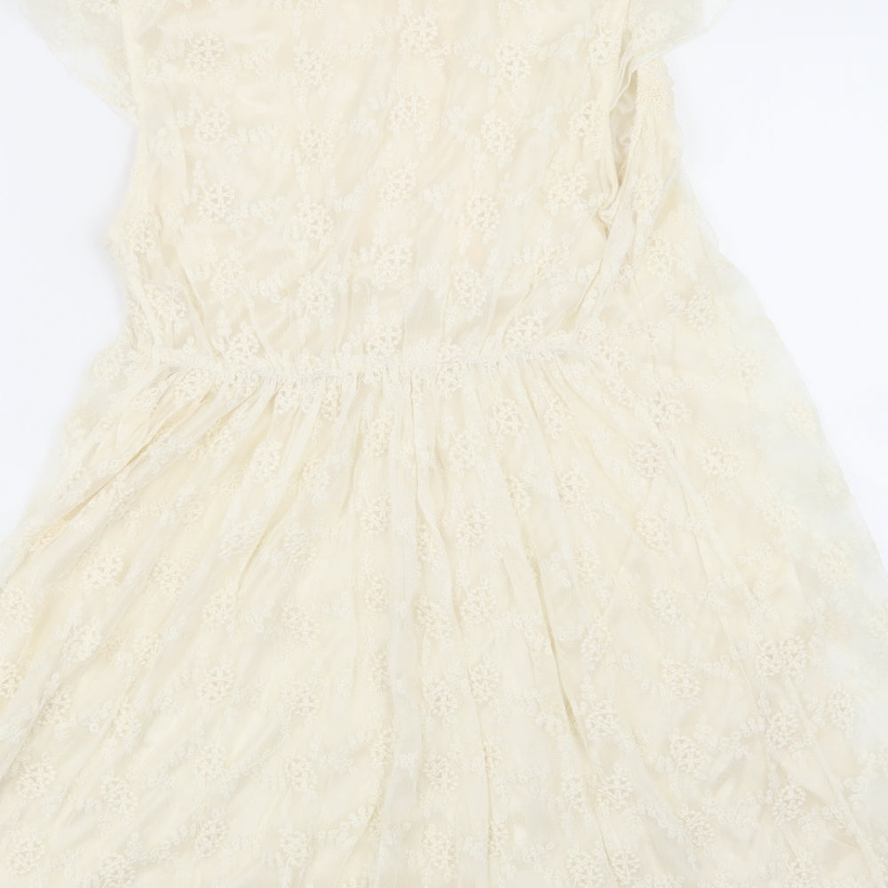 lily.j Girls Beige Geometric  Fit & Flare  Size M