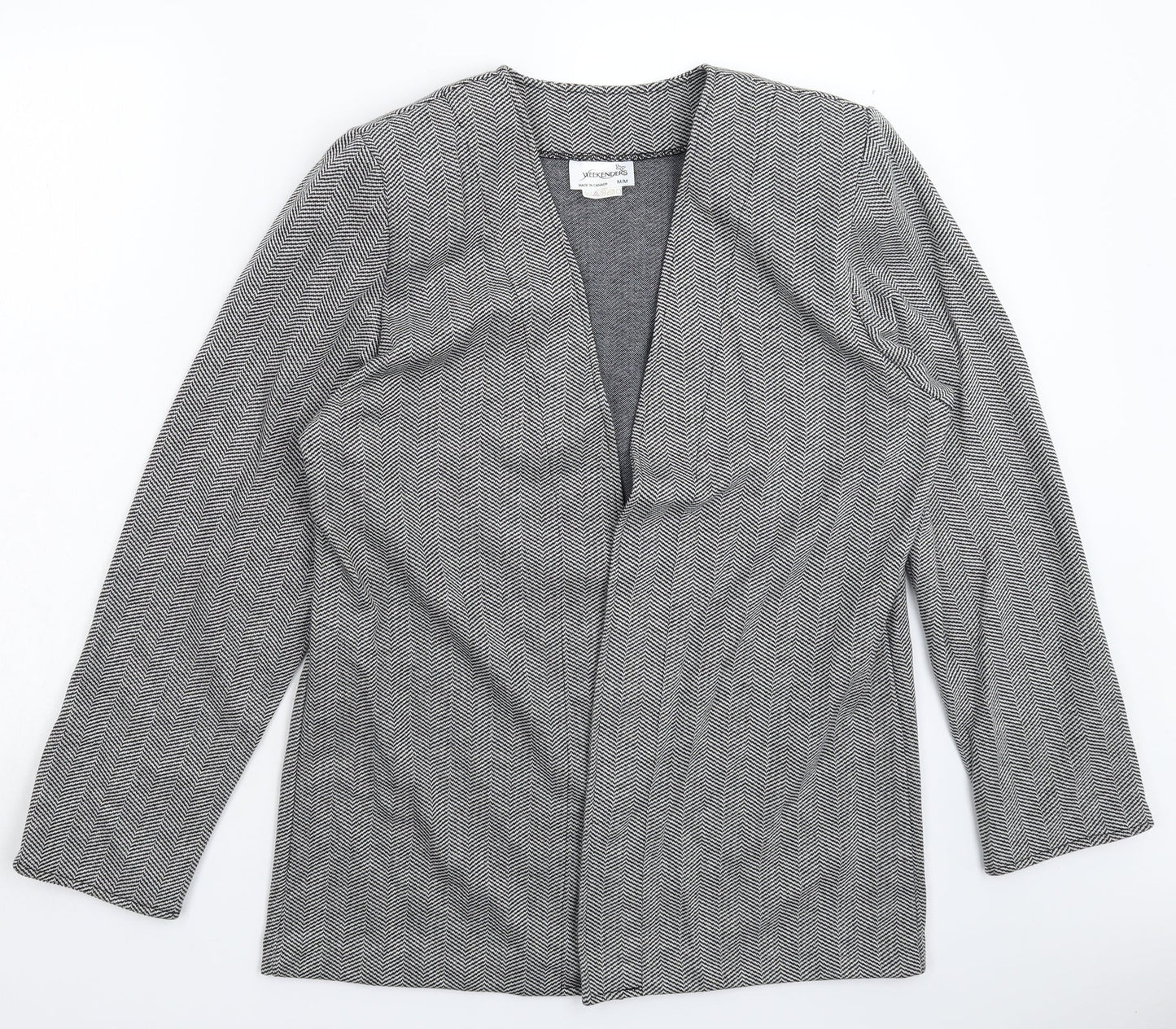 WEEKENDERS Womens Grey Herringbone  Jacket Blazer Size M