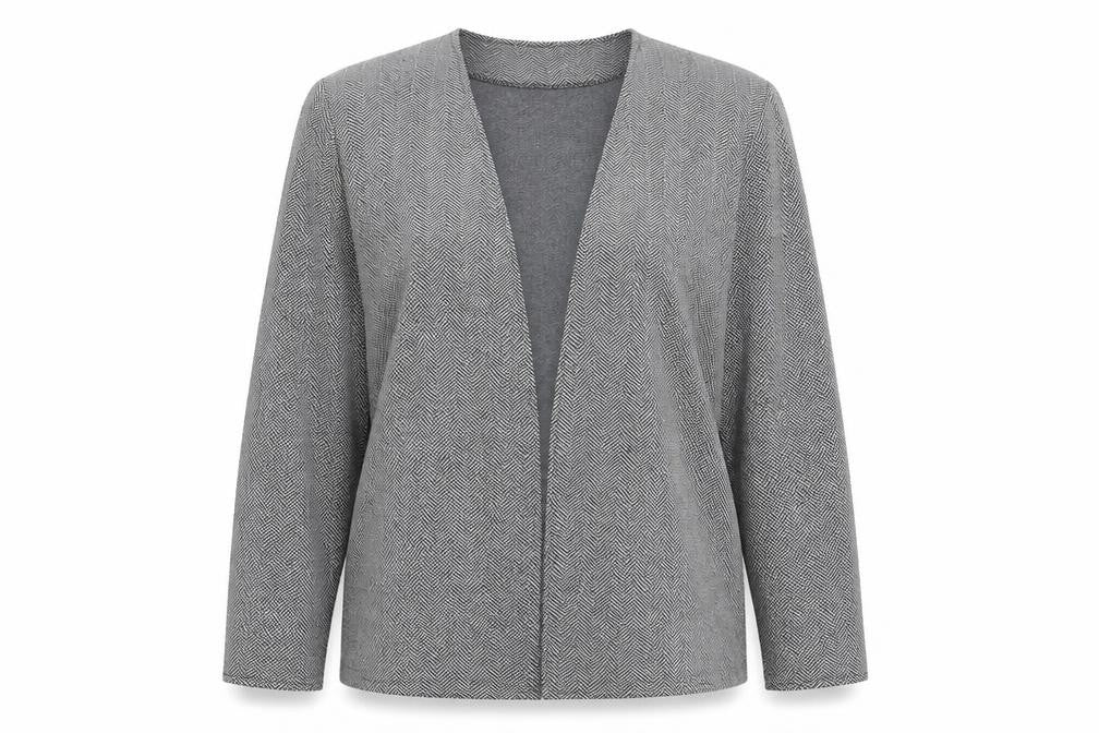 WEEKENDERS Womens Grey Herringbone  Jacket Blazer Size M