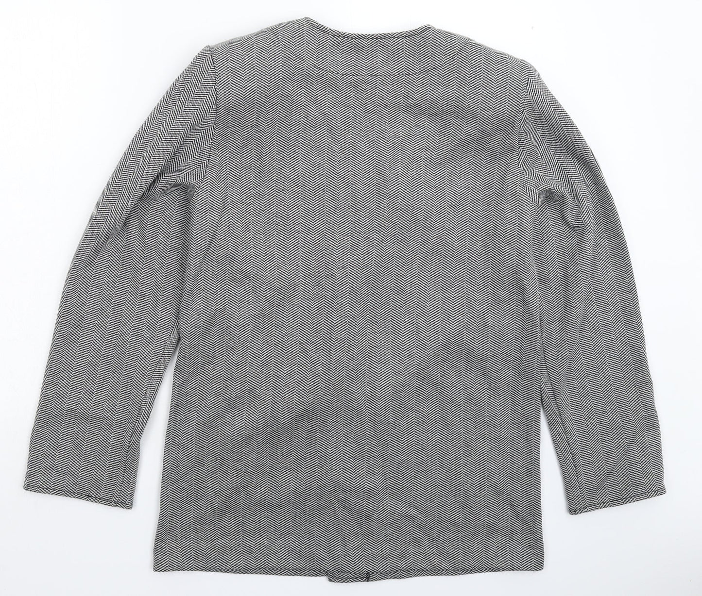 WEEKENDERS Womens Grey Herringbone  Jacket Blazer Size M