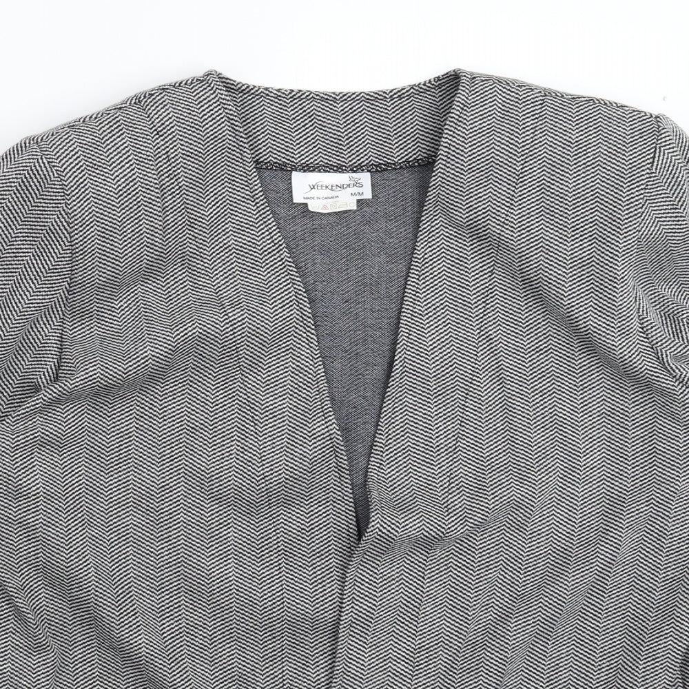 WEEKENDERS Womens Grey Herringbone  Jacket Blazer Size M