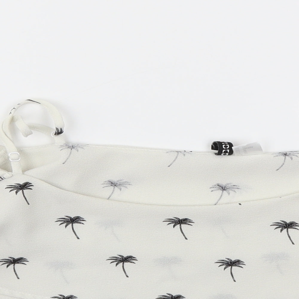 H&M Womens White Floral  Basic T-Shirt Size 10