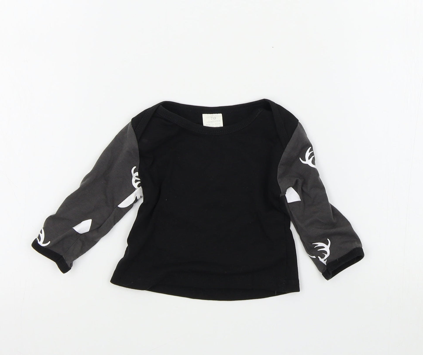 Preworn Boys Black Colourblock  Basic T-Shirt Size 6-9 Months