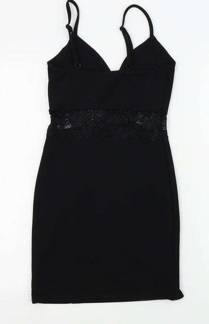 Back view of Miss Selfridge women’s black a-line, size UK 4
