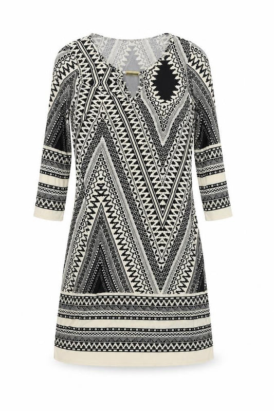 F&F Womens Black Geometric  A-Line  Size 6