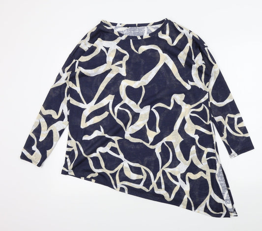 Wallis Womens Blue Geometric  Pullover Jumper Size M