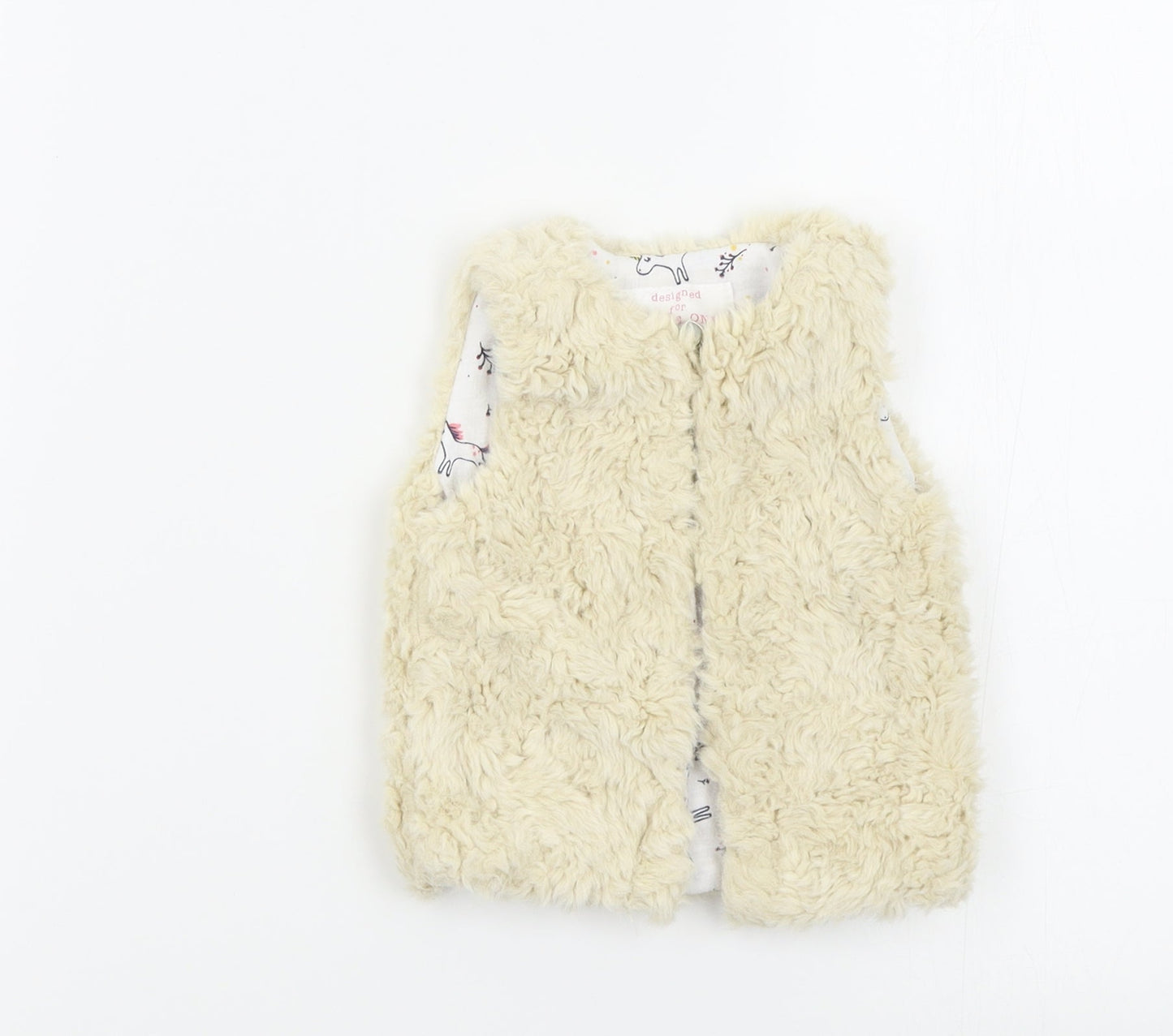 F&F Girls Beige Colourblock  Basic Jacket Waistcoat Size 0-3 Months