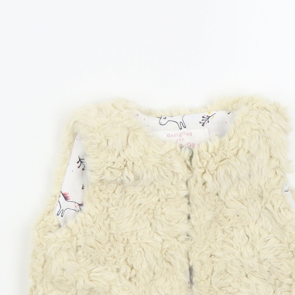 F&F Girls Beige Colourblock  Basic Jacket Waistcoat Size 0-3 Months