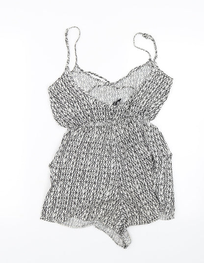 H&M Womens White Geometric  Playsuit One-Piece Size 6