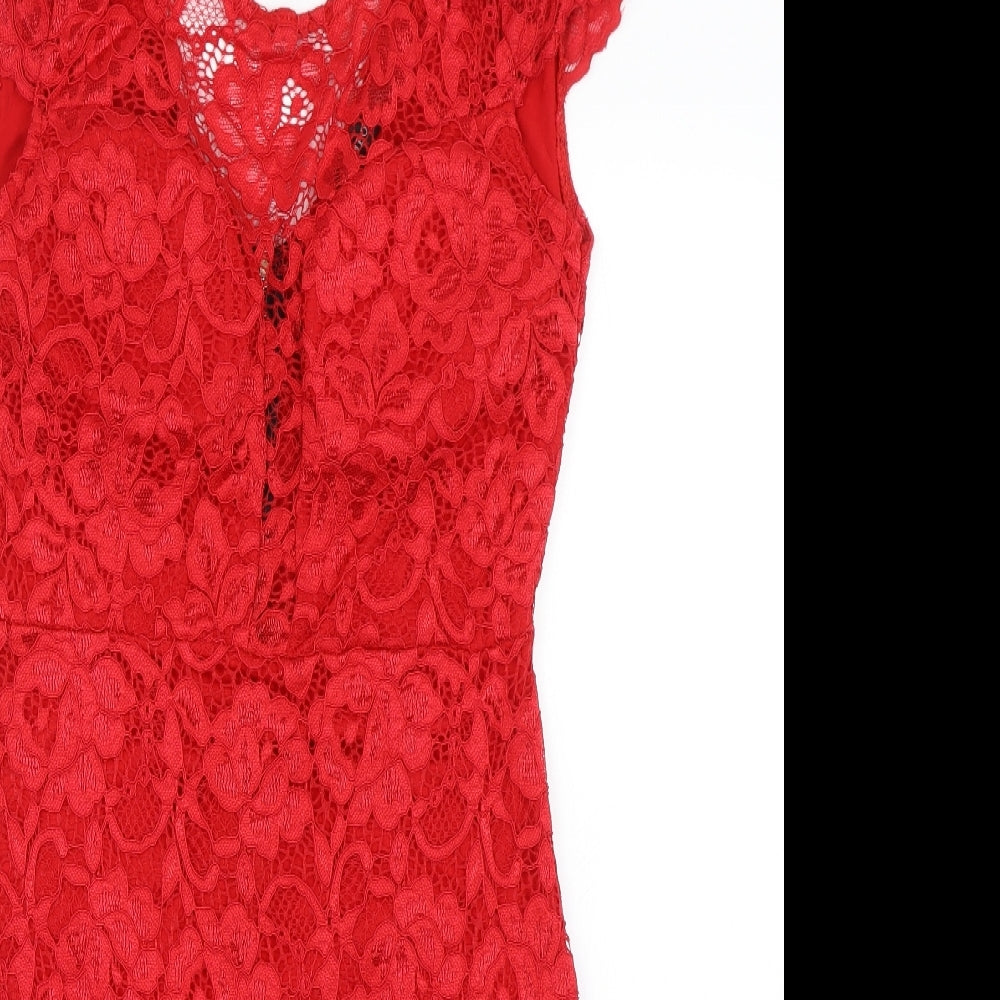 cameo rose red floral dress Cameo Rose Womens Red Floral Lace Bodycon Size L Prewornwholesale
