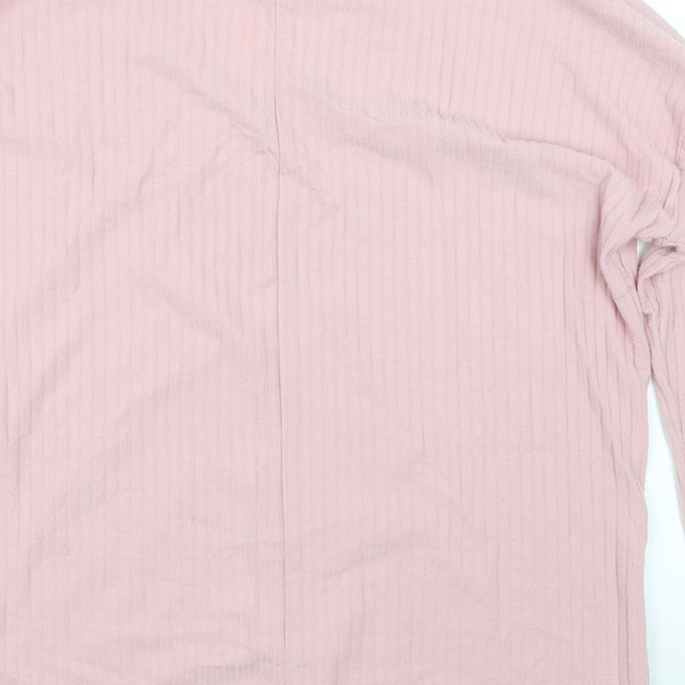 New Look Womens Pink Striped  Basic T-Shirt Size 8